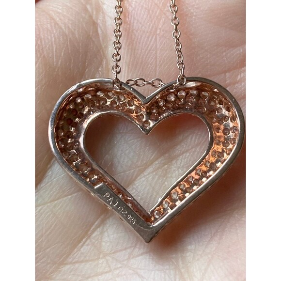 Ross simons sterling silver rose gold vermeil heart pendant Necklace - Picture 3 of 8